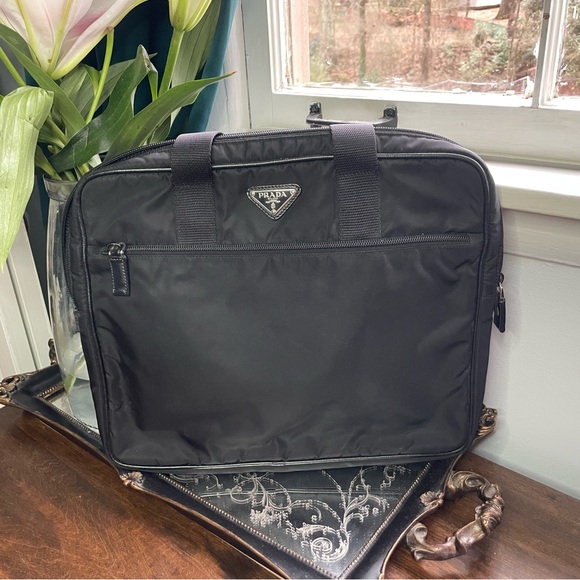 Auth Prada Nylon Black Unisex Work/Laptop/Briefcase Bag (Callout on Handles) - Picture 1 of 14
